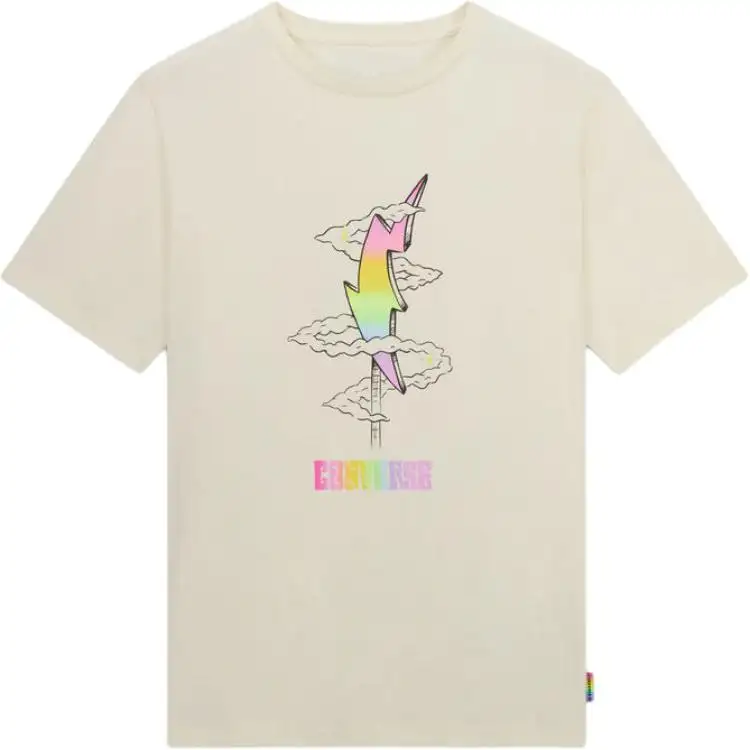 Converse T Shirts Unisex Ecru Crew Neck Moderate Straight Fit
