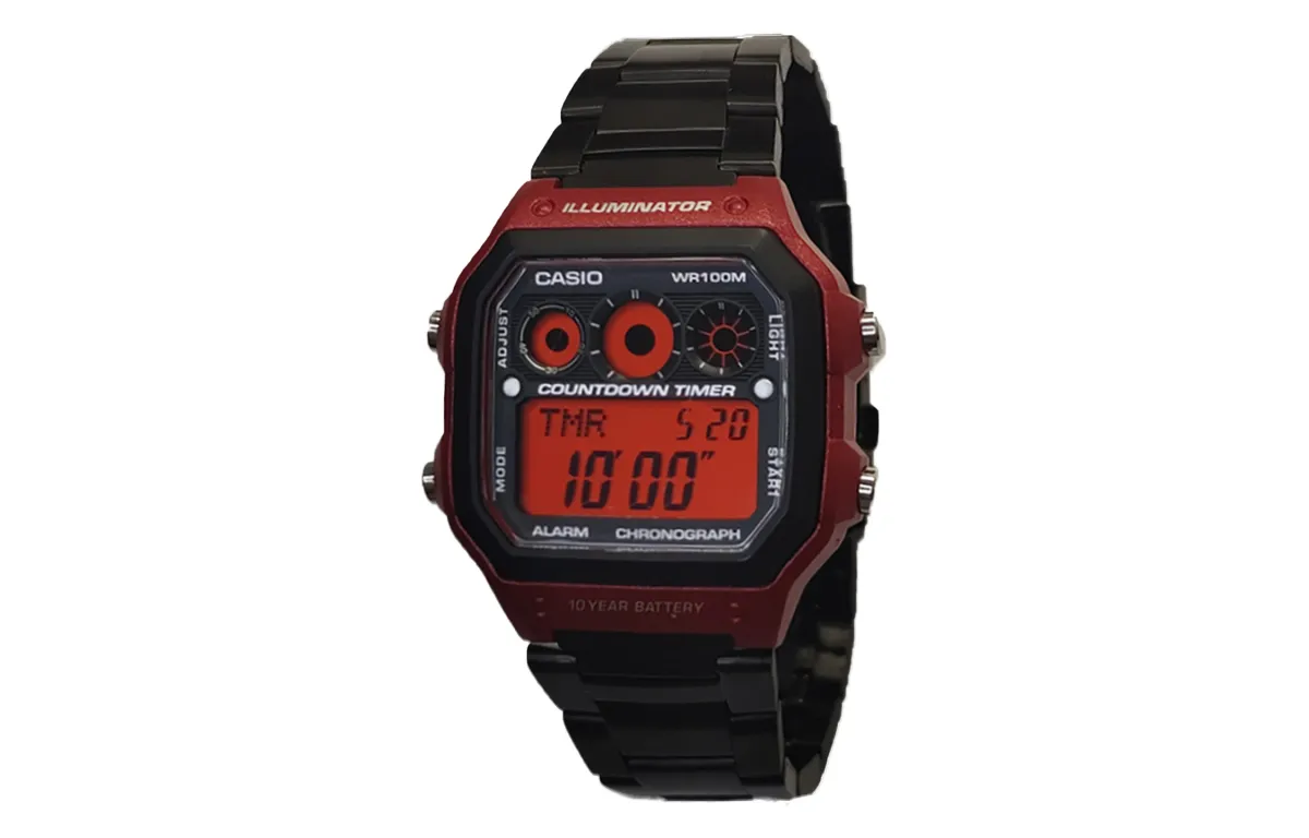 CASIO Custom Collection Quartz Movement Watch Men's Watches Red Watch Dial