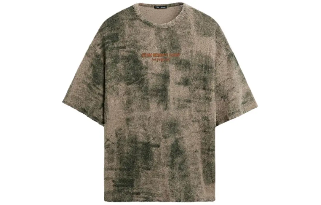 ZARA T Shirts Men's Tan Crew Neck Moderate
