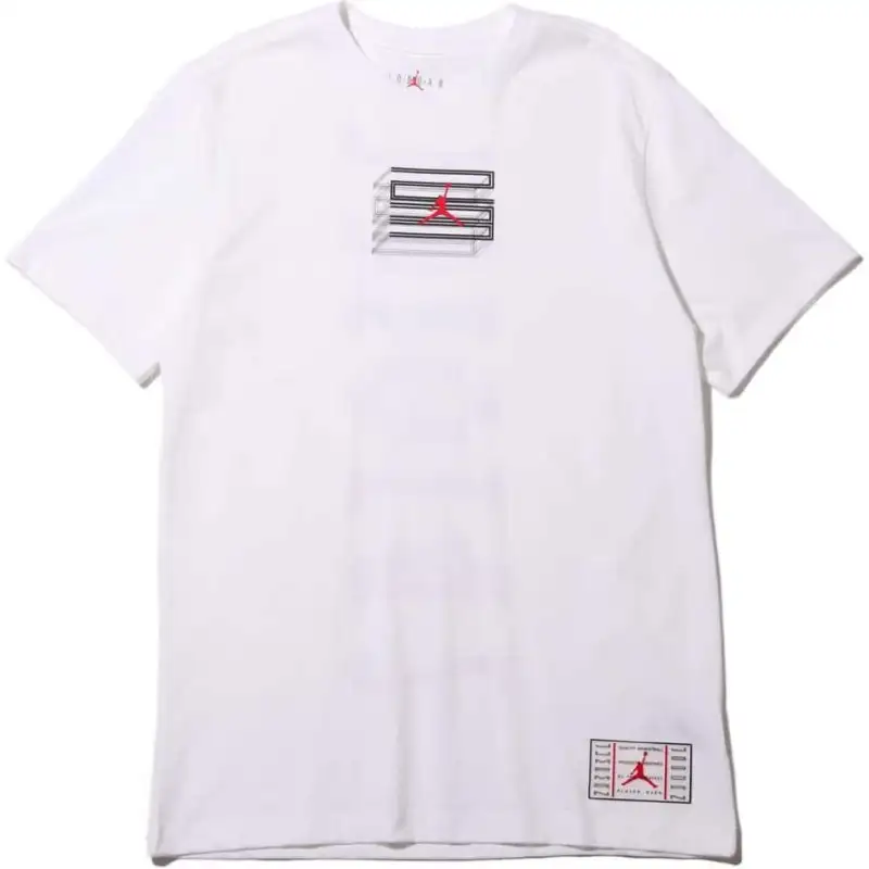 Jordan Apparel T Shirts Men's White Crew Neck Moderate Straight Fit