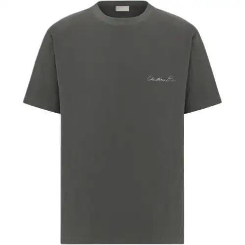 DIOR T Shirts Men's Gray Crew Neck Moderate Straight Fit