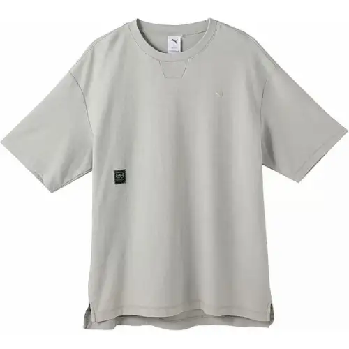 PUMA T Shirts Unisex Gray Crew Neck Moderate Straight Fit