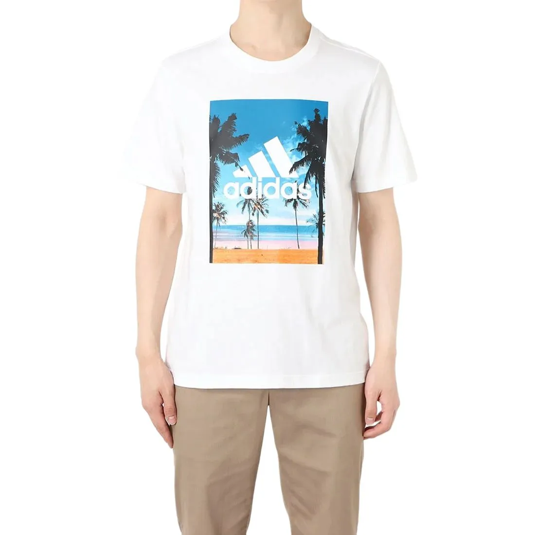 Adidas T-Shirts Men's White Crew Neck Moderate