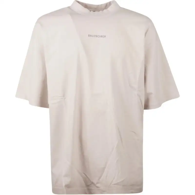 Balenciaga T Shirts Men's Ecru Stand Collar Moderate Straight Fit
