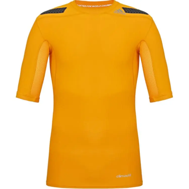 Adidas T-Shirts Men's Yellow Crew Neck Moderate