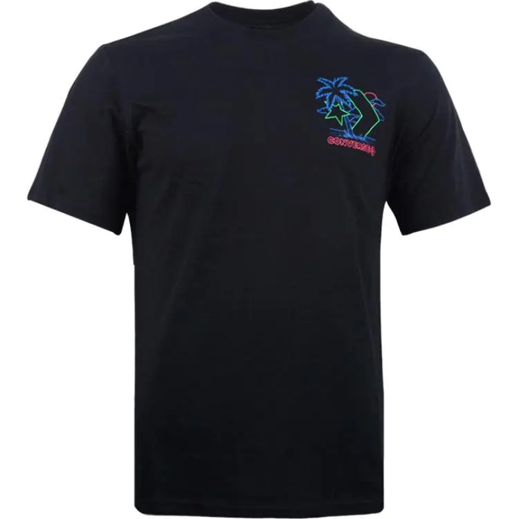 Converse T-Shirts Men's Black Crew Neck Moderate Straight Fit
