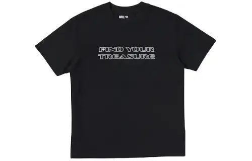 UNIQLO TREASURE T Shirts Unisex Black Crew Neck Moderate Straight Fit