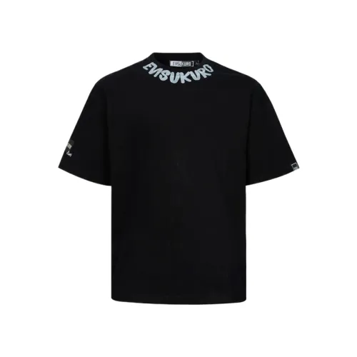 EVISU T Shirts Men's Black Crew Neck Moderate Straight Fit