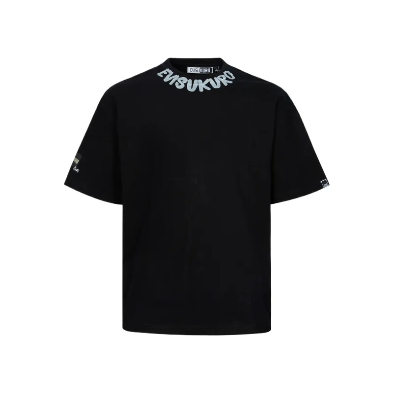 EVISU T Shirts Men's Black Crew Neck Moderate Straight Fit
