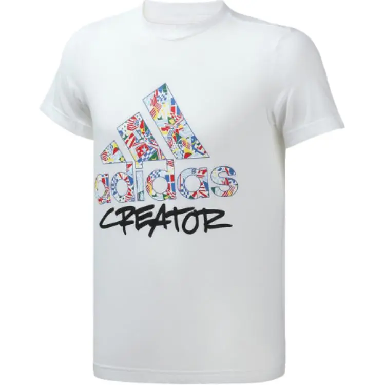 Adidas T-Shirts Men's White Crew Neck Moderate Straight Fit