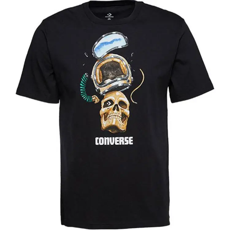Converse Skull Helmet T Shirt Men's Black