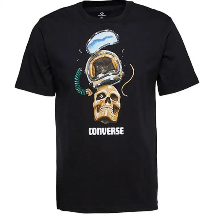 Converse Skull Helmet T Shirt Men's Black