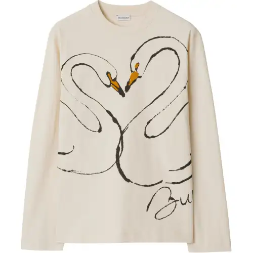 Burberry Swan-print Cotton T-shirt