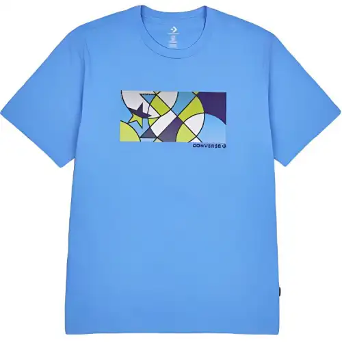 Converse T Shirts Men's Blue Crew Neck Moderate Straight Fit