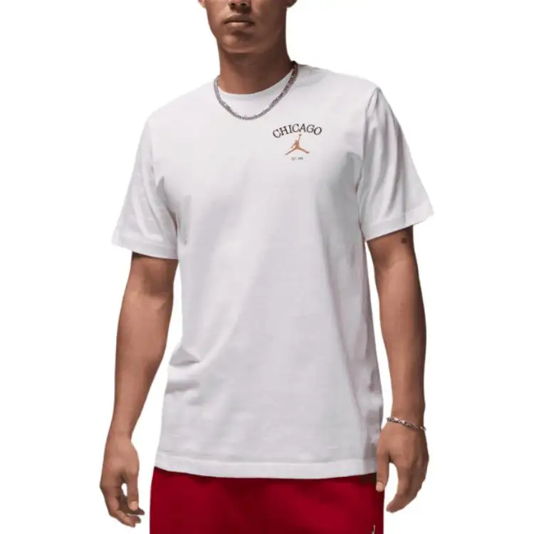 Jordan Apparel T Shirts Men's White Crew Neck Moderate Straight Fit