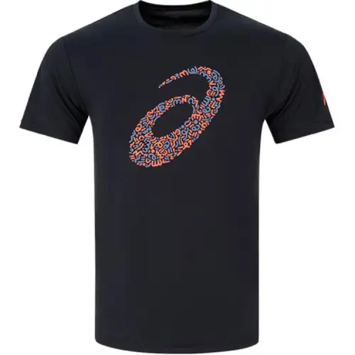 ASICS T Shirts Men's Black Crew Neck Moderate