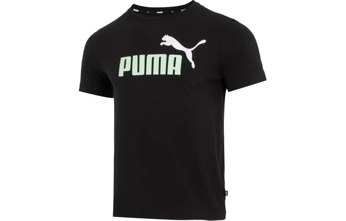 PUMA T-Shirts Men's Black Crew Neck Moderate