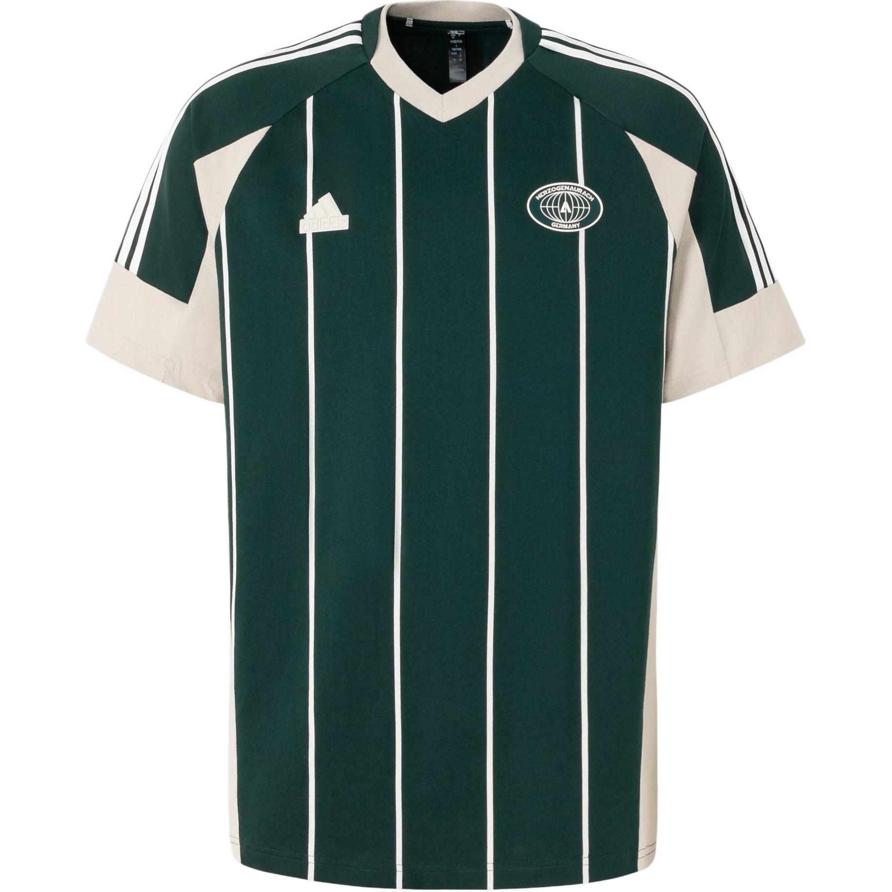 Футболка adidas V-neck Stripe (ночно-зеленая)