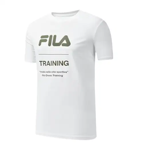 FILA T Shirts Men's White Crew Neck Moderate Straight Fit