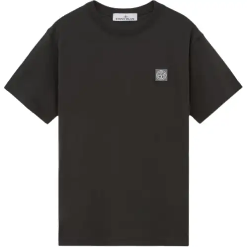 STONE ISLAND Organic Cotton Fissato Effect T shirt