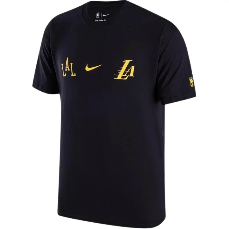 Nike X NBA T-Shirts Men's Black Crew Neck Moderate Straight Fit