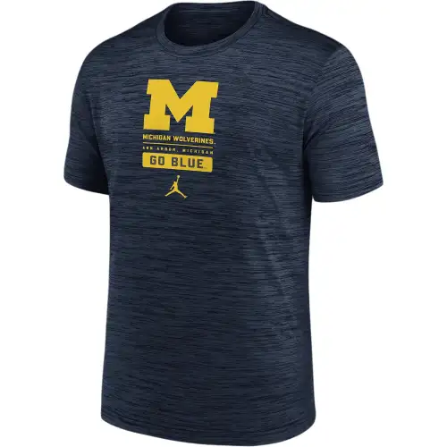 Jordan Michigan Wolverines Campus Center Block Velocity Men's Nike Dri-FIT College T-Shirt