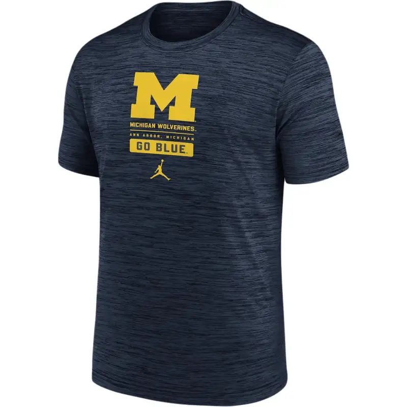 Jordan Michigan Wolverines Campus Center Block Velocity Men's Nike Dri-FIT College T-Shirt