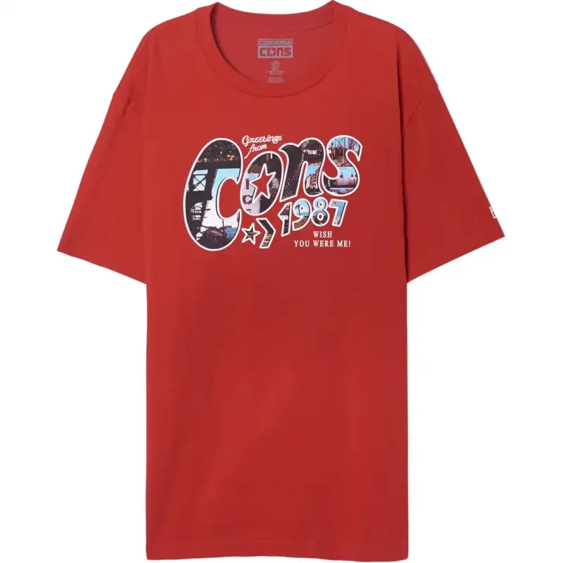 Converse T Shirts Unisex Red Crew Neck Moderate Straight Fit