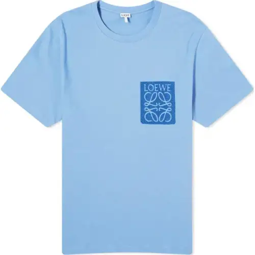 LOEWE T Shirts Men's Blue Crew Neck Moderate Straight Fit