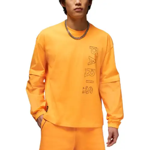 Jordan T Shirts Men's Yellow Crew Neck Moderate Straight Fit