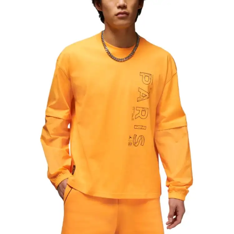 Jordan T Shirts Men's Yellow Crew Neck Moderate Straight Fit