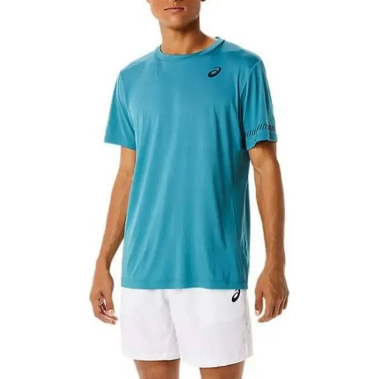 ASICS T-Shirts Men's Blue Crew Neck Moderate Straight Fit