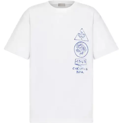 DIOR T Shirts Men's White Crew Neck Moderate