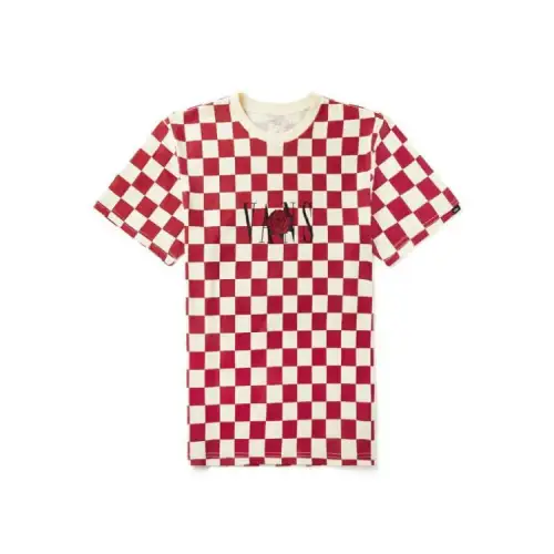 Vans T Shirts Men's Red White Crew Neck Moderate Straight Fit