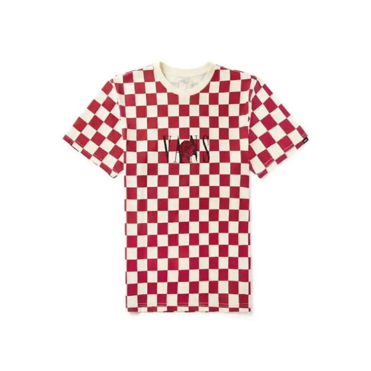 Vans T Shirts Men's Red White Crew Neck Moderate Straight Fit