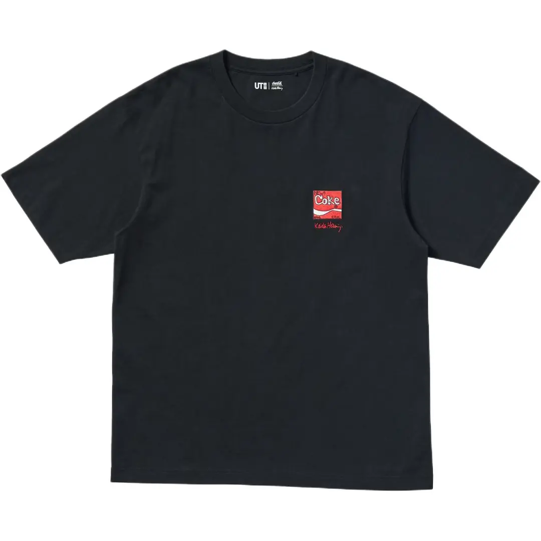 UNIQLO X Keith Haring X Coca Cola ·/Keith Haring X T Shirts Unisex Black Crew Neck Moderate Straight Fit
