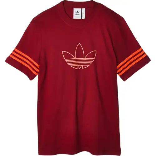 Adidas Originals Outline TeeTrefoil T Shirt Men's Burgundy Neon Red