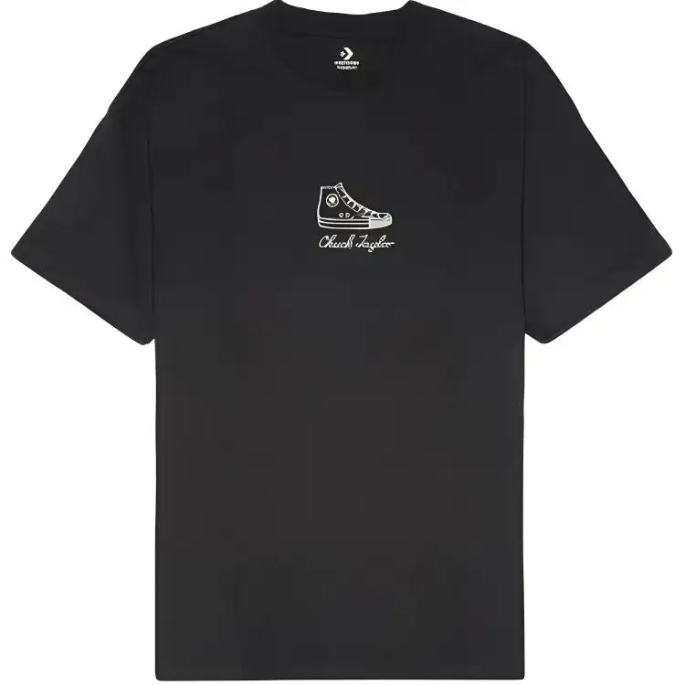 Converse T Shirts Men's Black Crew Neck Moderate Straight Fit
