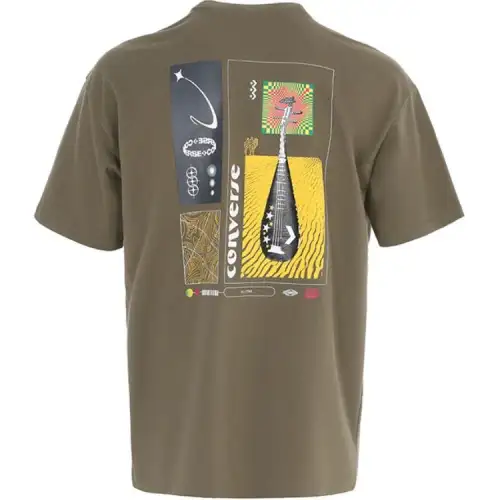 Converse T Shirts Men's Green Crew Neck Moderate