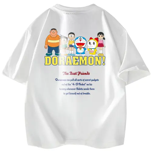 Doraemon T Shirts Unisex Crew Neck Moderate Straight Fit