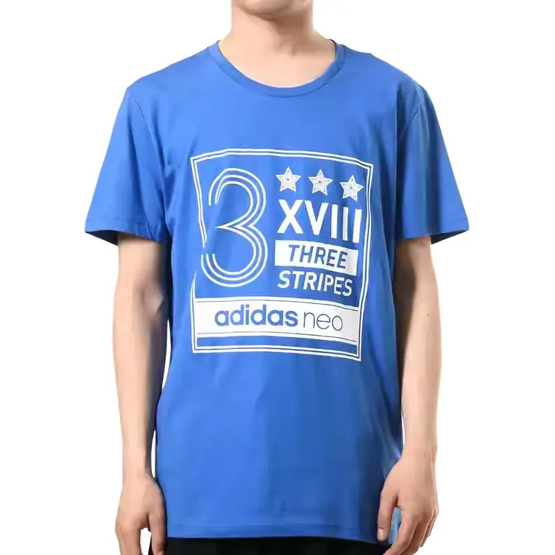 Adidas T-Shirts Men's Blue Crew Neck Moderate