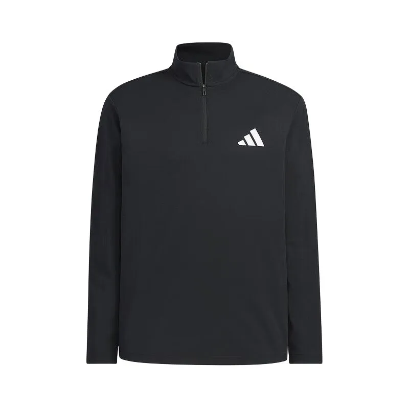 Adidas T-Shirts Men's Black Stand Collar Moderate Straight Fit