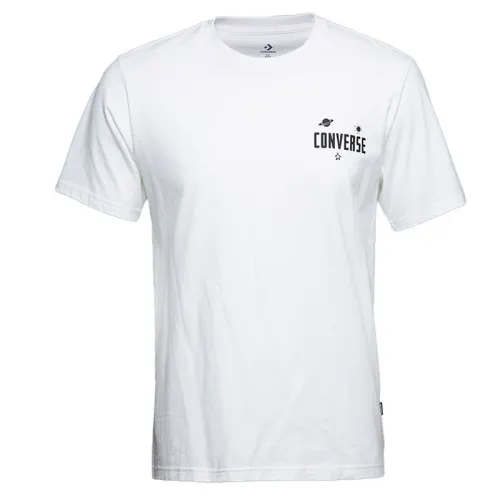 Converse T Shirts Men's White Crew Neck Moderate Straight Fit