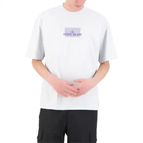 STONE ISLAND Logo Printed Crewneck T Shirt