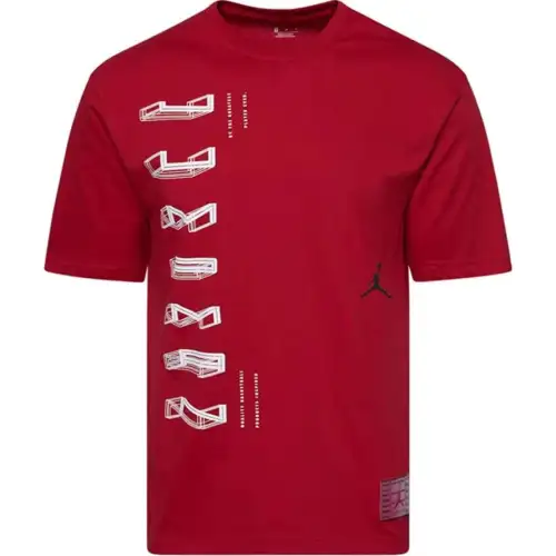 Jordan Apparel T Shirts Men's Red Crew Neck Moderate Straight Fit