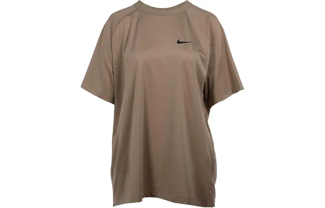 Nike T-Shirts Men's Brown Crew Neck Moderate Straight Fit