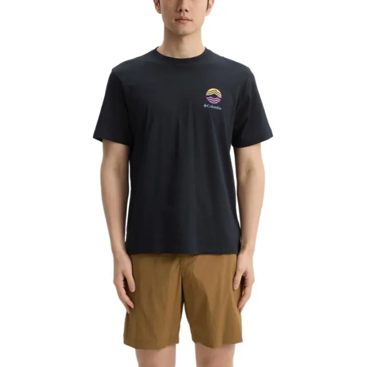 Columbia T-Shirts Men's Black Crew Neck Thin Straight Fit