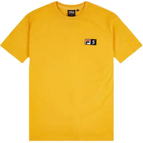 FILA FW24 Ultra Fresh Capsule Collection Spectrum Vertical Logo T Shirt Unisex Yellow