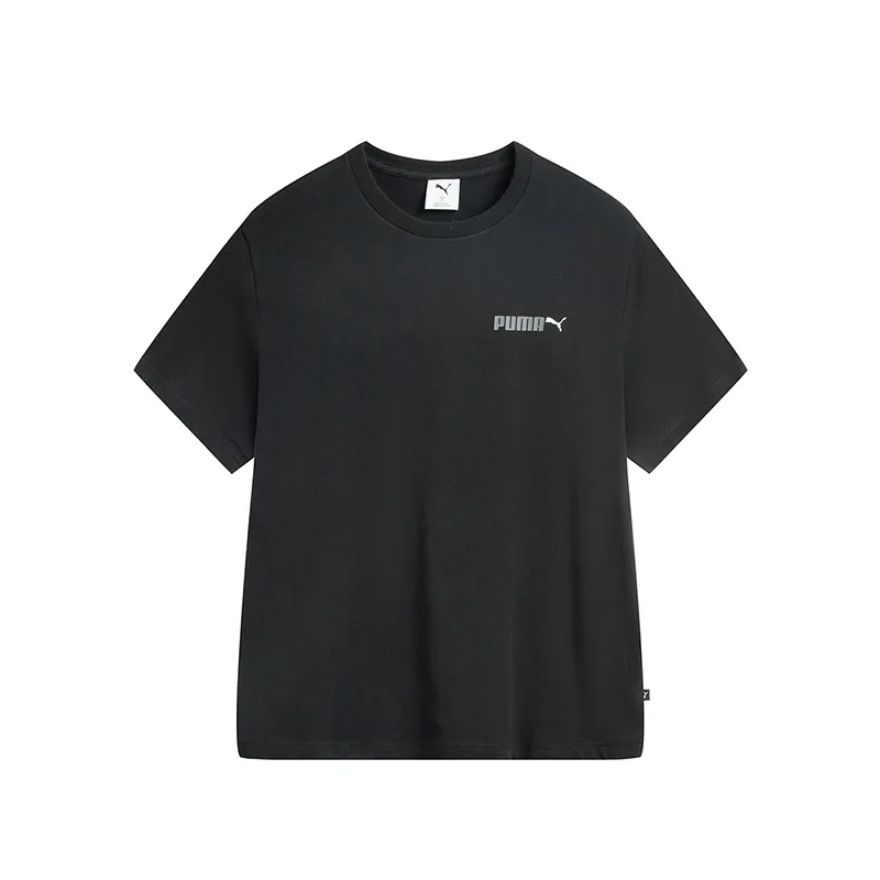 PUMA T-Shirts Unisex Black Crew Neck Moderate