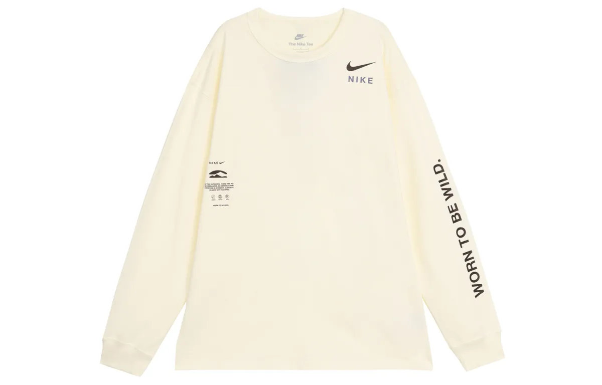 Nike T-Shirts Men's Sail White Crew Neck Moderate Straight Fit